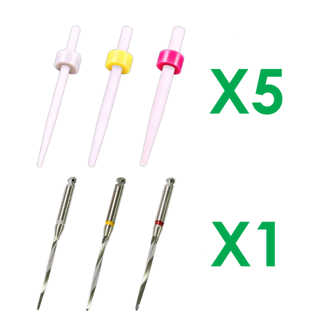 SK-8012 15 Super Fiber Posts, 5 each Ø1.10, 1.35, 1.47mm & 3 Matching Drills