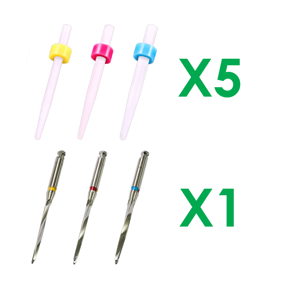 SK-8123 15 Super Fiber Posts, 5 each Ø1.35, 1.47, 1.67mm & 3 Matching Drills