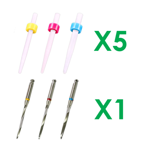 SK-8123 15 Super Fiber Posts, 5 each Ø1.35, 1.47, 1.67mm & 3 Matching Drills