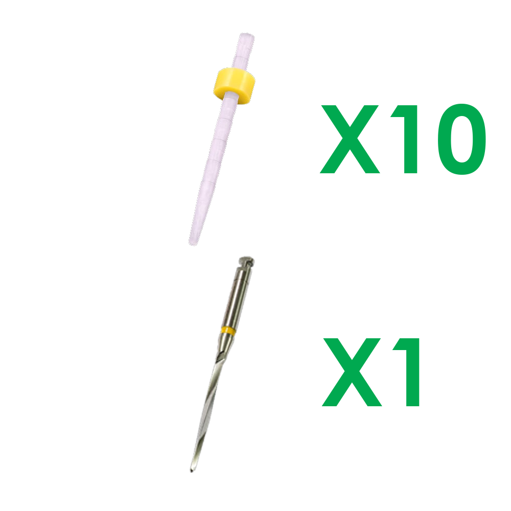 SD-9135 10 Super Fiber Posts (Serrated) Ø1.35mm & 1 Matching Drill