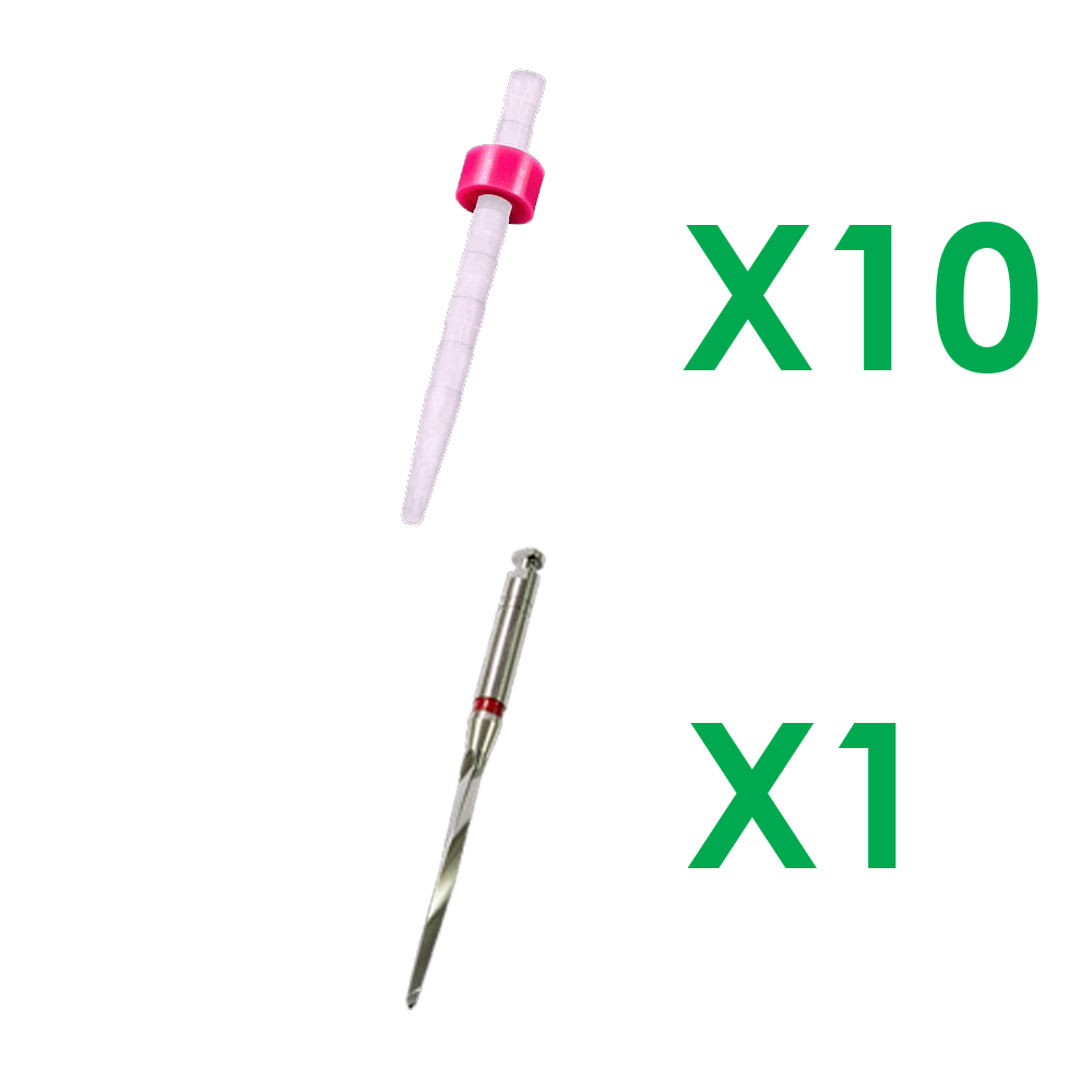 SD-9147 10 Super Fiber Posts (Serrated) Ø1.47mm & 1 Matching Drill