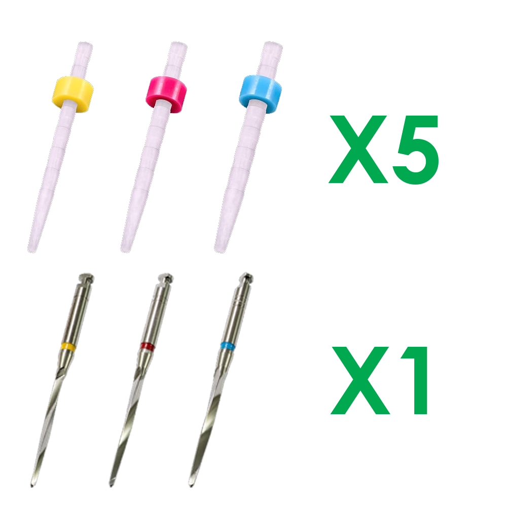 SK-9123 15 postes Super Fiber (dentado), 5 de cada Ø1,35, 1,47 y 1,67 mm y 3 brocas correspondientes